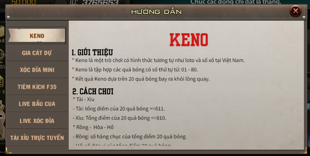 Luật chơi Keno